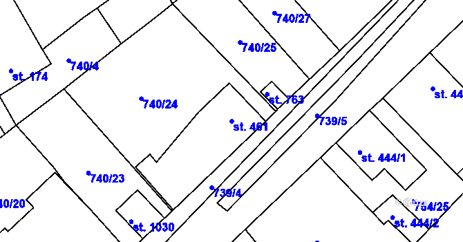 Parcela st. 461 v KÚ Dašice, Katastrální mapa