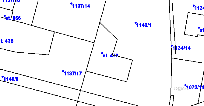 Parcela st. 472 v KÚ Dašice, Katastrální mapa