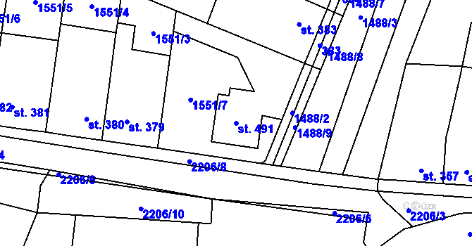 Parcela st. 491 v KÚ Dašice, Katastrální mapa