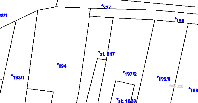 Parcela st. 517 v KÚ Dašice, Katastrální mapa