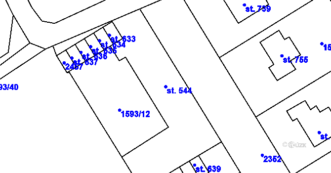 Parcela st. 544 v KÚ Dašice, Katastrální mapa