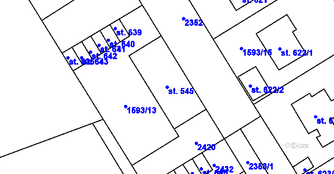 Parcela st. 545 v KÚ Dašice, Katastrální mapa
