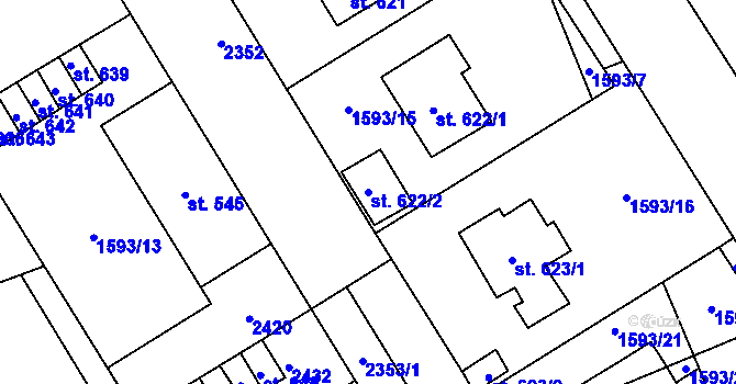 Parcela st. 622/2 v KÚ Dašice, Katastrální mapa