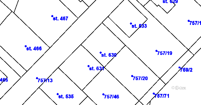Parcela st. 630 v KÚ Dašice, Katastrální mapa