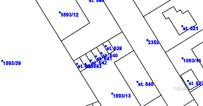 Parcela st. 640 v KÚ Dašice, Katastrální mapa