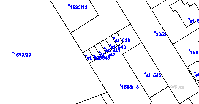 Parcela st. 642 v KÚ Dašice, Katastrální mapa