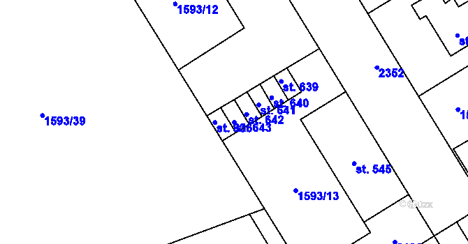 Parcela st. 643 v KÚ Dašice, Katastrální mapa