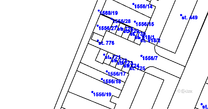 Parcela st. 721 v KÚ Dašice, Katastrální mapa