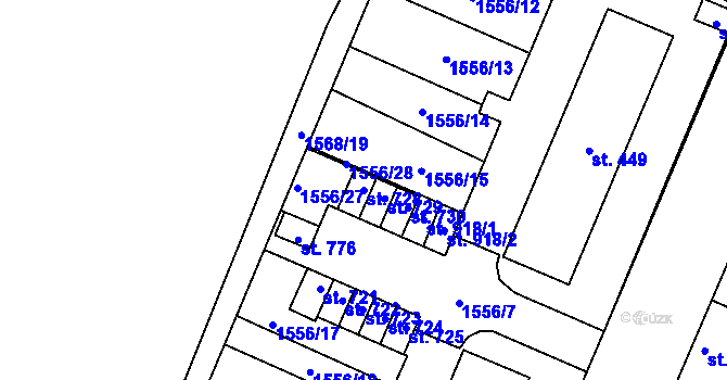 Parcela st. 728 v KÚ Dašice, Katastrální mapa
