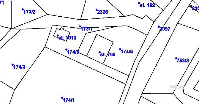 Parcela st. 766 v KÚ Dašice, Katastrální mapa