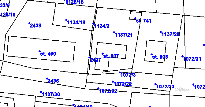 Parcela st. 807 v KÚ Dašice, Katastrální mapa