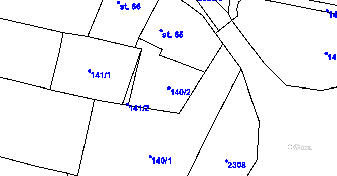 Parcela st. 140/2 v KÚ Dašice, Katastrální mapa