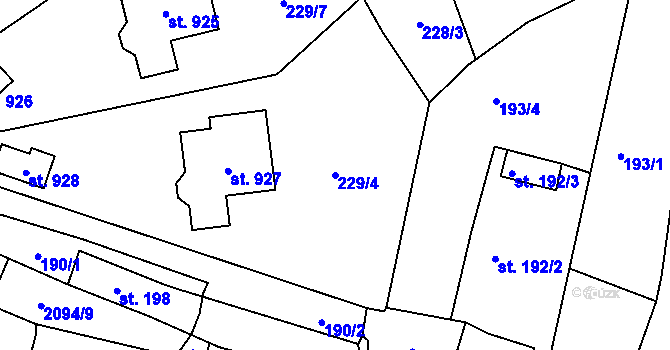 Parcela st. 229/4 v KÚ Dašice, Katastrální mapa