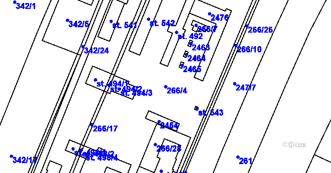 Parcela st. 266/4 v KÚ Dašice, Katastrální mapa
