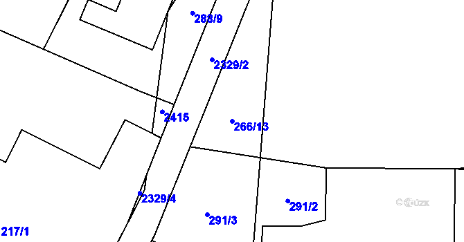 Parcela st. 266/13 v KÚ Dašice, Katastrální mapa