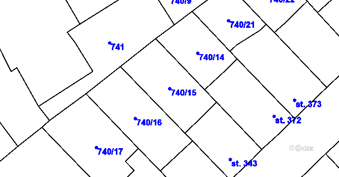 Parcela st. 740/15 v KÚ Dašice, Katastrální mapa