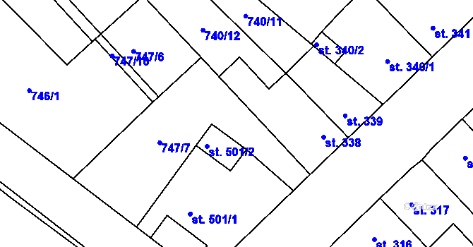 Parcela st. 747/8 v KÚ Dašice, Katastrální mapa