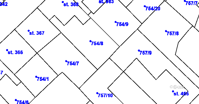 Parcela st. 754/18 v KÚ Dašice, Katastrální mapa