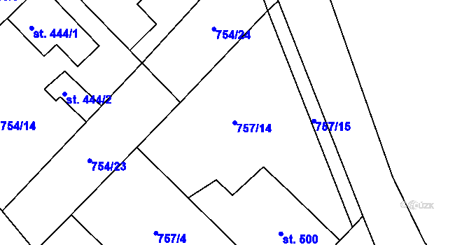 Parcela st. 757/14 v KÚ Dašice, Katastrální mapa