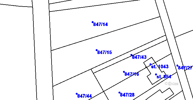Parcela st. 847/15 v KÚ Dašice, Katastrální mapa