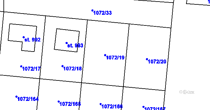 Parcela st. 1072/19 v KÚ Dašice, Katastrální mapa