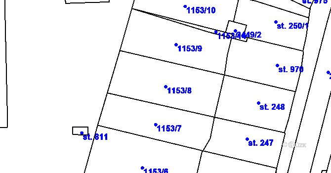 Parcela st. 1153/8 v KÚ Dašice, Katastrální mapa