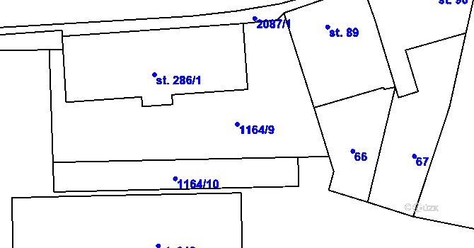 Parcela st. 1164/9 v KÚ Dašice, Katastrální mapa