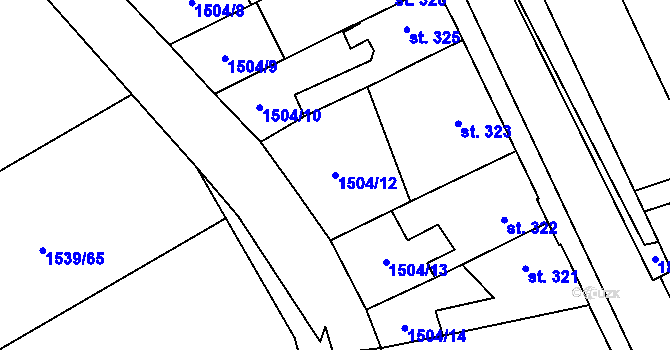 Parcela st. 1504/12 v KÚ Dašice, Katastrální mapa