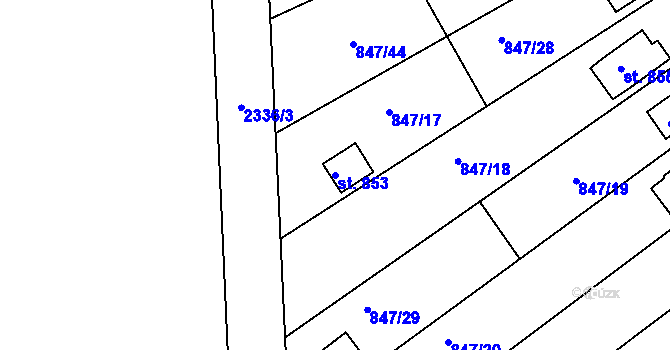 Parcela st. 853 v KÚ Dašice, Katastrální mapa