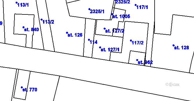 Parcela st. 127/1 v KÚ Dašice, Katastrální mapa