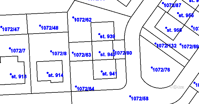 Parcela st. 940 v KÚ Dašice, Katastrální mapa