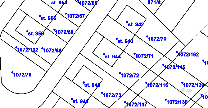 Parcela st. 944 v KÚ Dašice, Katastrální mapa