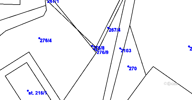 Parcela st. 276/9 v KÚ Dašice, Katastrální mapa