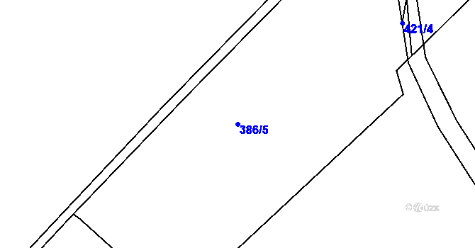 Parcela st. 386/5 v KÚ Dašice, Katastrální mapa