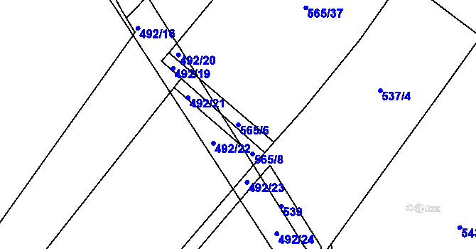 Parcela st. 565/6 v KÚ Dašice, Katastrální mapa