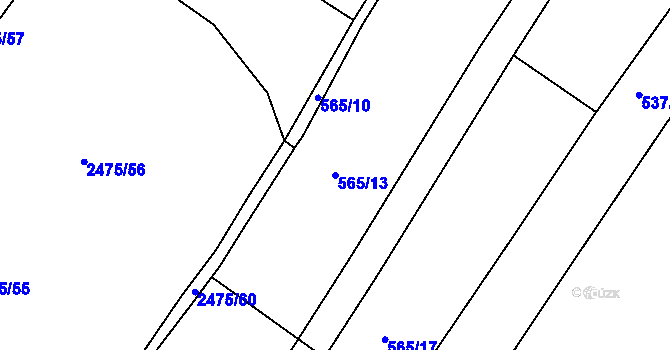 Parcela st. 565/13 v KÚ Dašice, Katastrální mapa