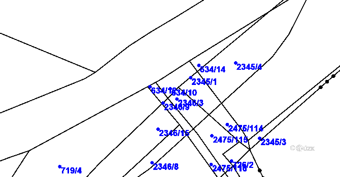 Parcela st. 634/10 v KÚ Dašice, Katastrální mapa