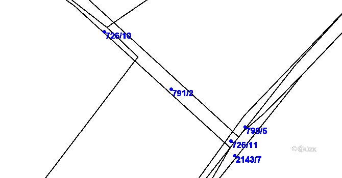 Parcela st. 791/2 v KÚ Dašice, Katastrální mapa