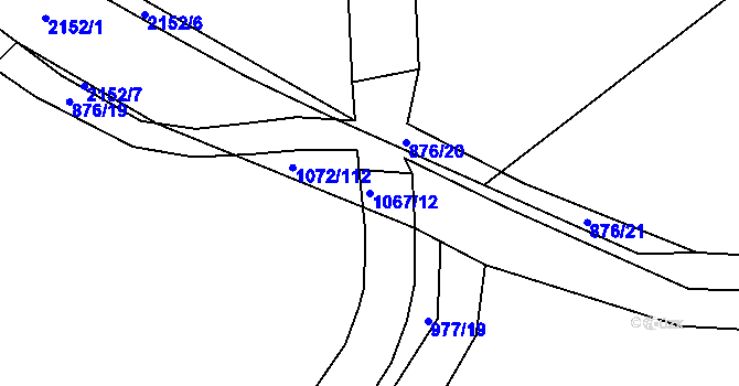 Parcela st. 1067/12 v KÚ Dašice, Katastrální mapa