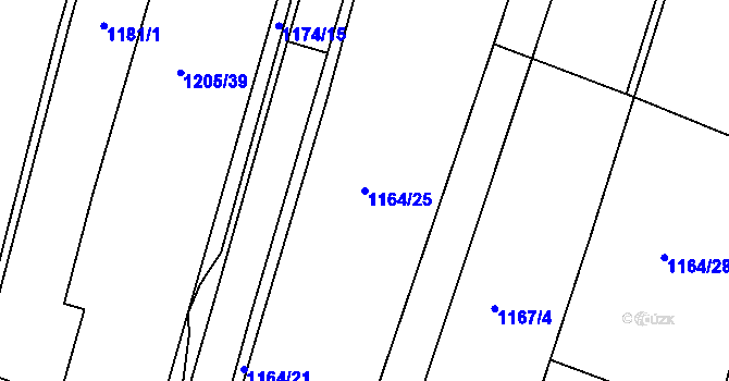 Parcela st. 1164/25 v KÚ Dašice, Katastrální mapa