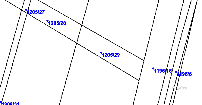 Parcela st. 1205/29 v KÚ Dašice, Katastrální mapa