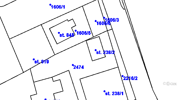 Parcela st. 238/2 v KÚ Dašice, Katastrální mapa