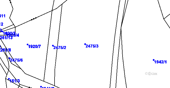 Parcela st. 2475/3 v KÚ Dašice, Katastrální mapa