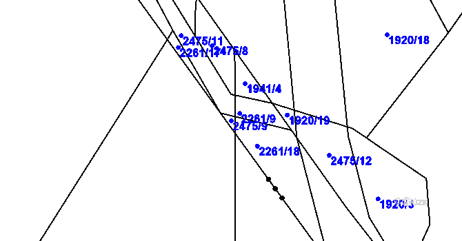 Parcela st. 2475/9 v KÚ Dašice, Katastrální mapa