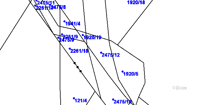 Parcela st. 2475/12 v KÚ Dašice, Katastrální mapa