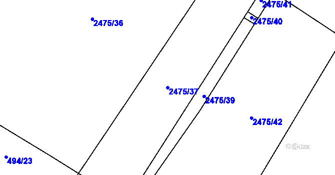 Parcela st. 2475/37 v KÚ Dašice, Katastrální mapa