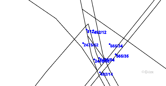 Parcela st. 2475/52 v KÚ Dašice, Katastrální mapa