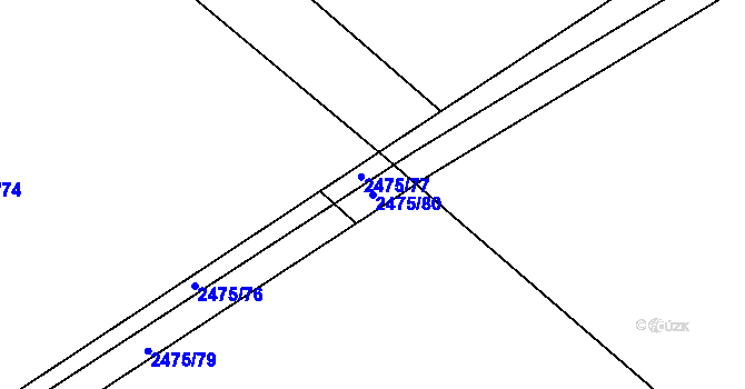 Parcela st. 2475/80 v KÚ Dašice, Katastrální mapa