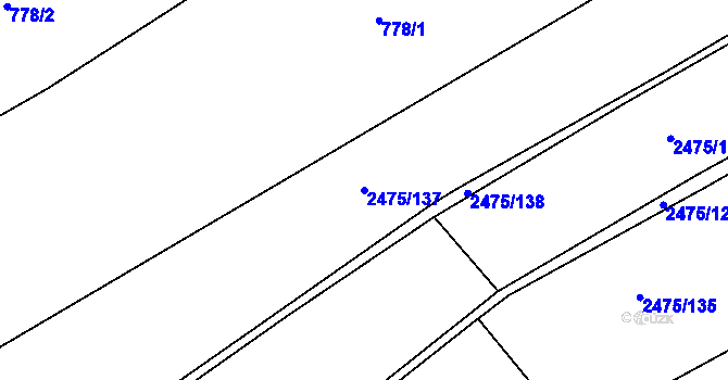 Parcela st. 2475/137 v KÚ Dašice, Katastrální mapa
