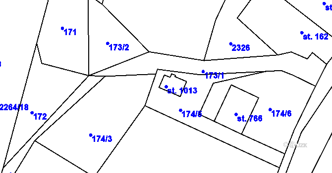 Parcela st. 1013 v KÚ Dašice, Katastrální mapa